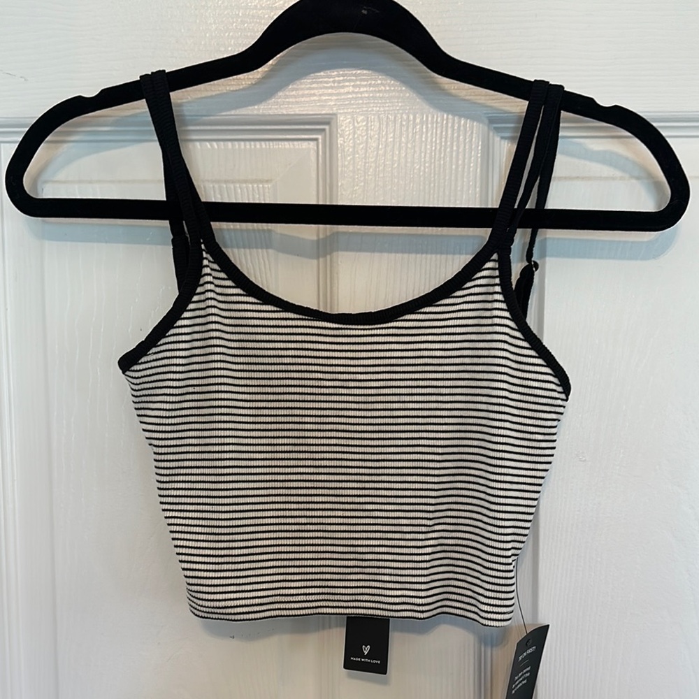 SET: Black and White Striped lulus Crop Top & Skirt Set